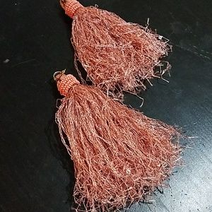Fluffy Coral Tassel Earrings